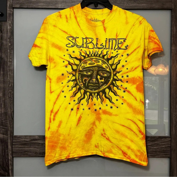Other - Vintage Y2K Sublime Band Tshirt Yellow Orange Sun Tie Dye Men’s M 100% Cotton